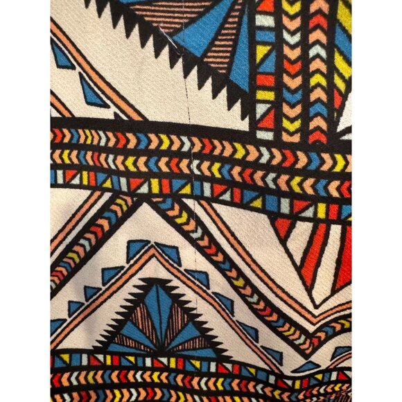 Gibson Latimer Womens S Tribal Geometric Print Top With Red Trim & Tassels Boho - Picture 10 of 10